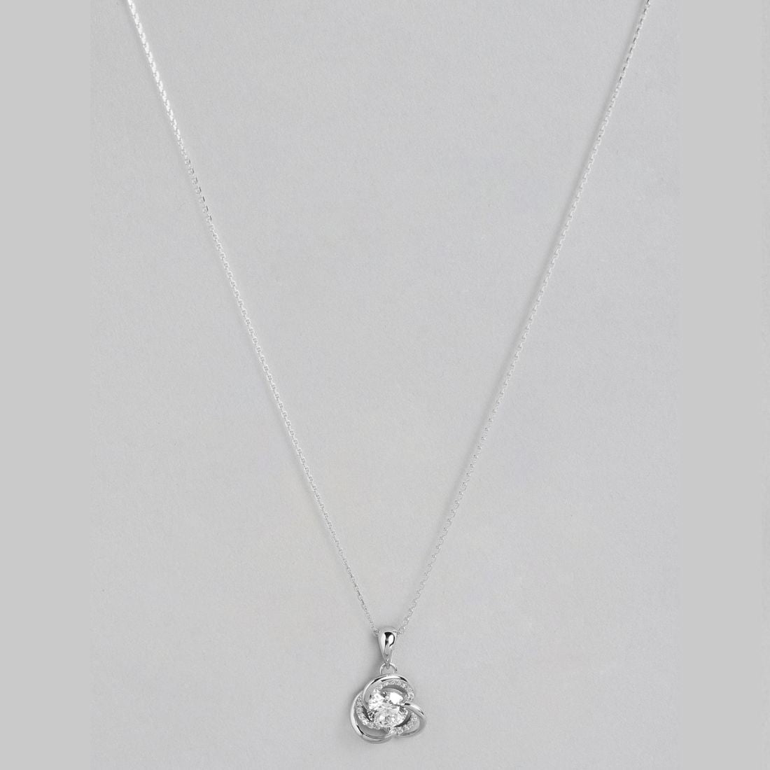 Crystal Clarity Rhodium Plated 925 Sterling Silver Necklace
