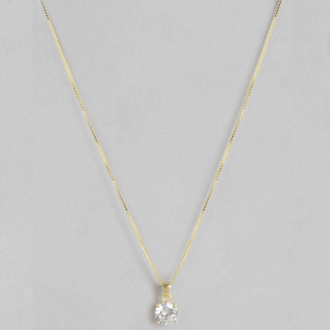 Solitaire Box Chain Gold Plated 925 Sterling Silver Pendant