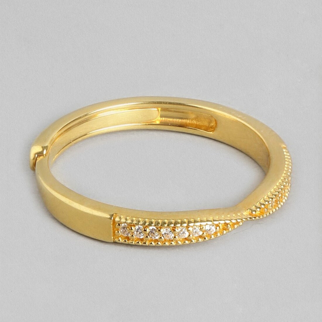 Golden Elegance 925 Sterling Silver Gold Plated CZ Ring (Adjustable)