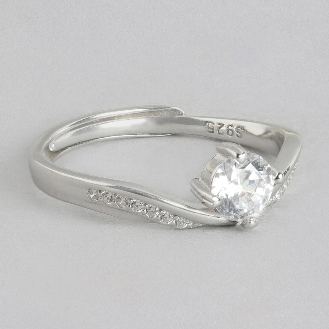 Sparkling Elegance Rhodium-Plated 925 Sterling Silver Ring