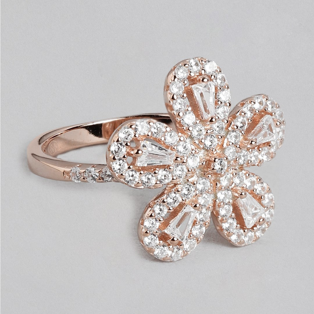 Blossom Brilliance Rose gold Plated 925 Sterling Silver Flower Ring for Her