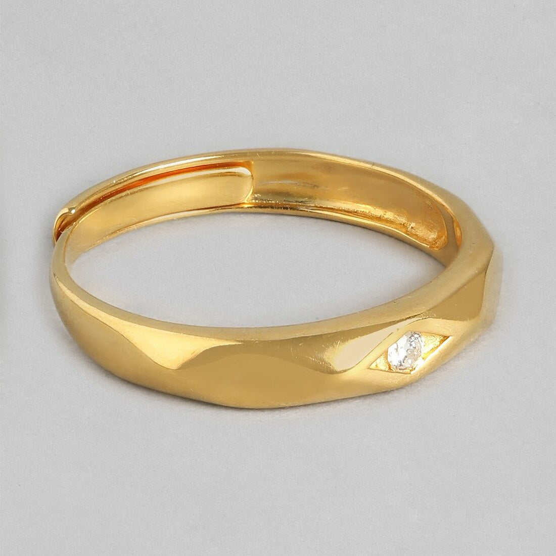 Timeless Sophistication 925 Sterling Silver Gold Plated Men Ring Gift Hamper (Adjustable)