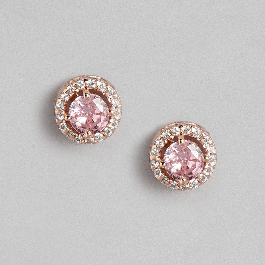 Rosy Delight Rose Gold-Plated 925 Sterling Silver Stud Earrings