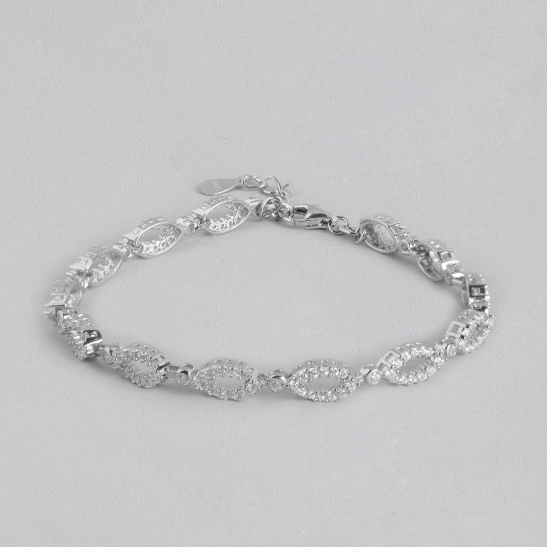 Oval CZ Radiance Rhodium-Plated 925 Sterling Silver Bracelet