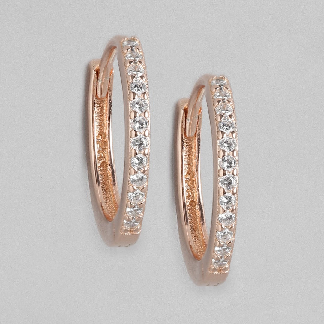 Radiant Circle Dance Rose Gold Plated CZ 925 Sterling Silver Hoops