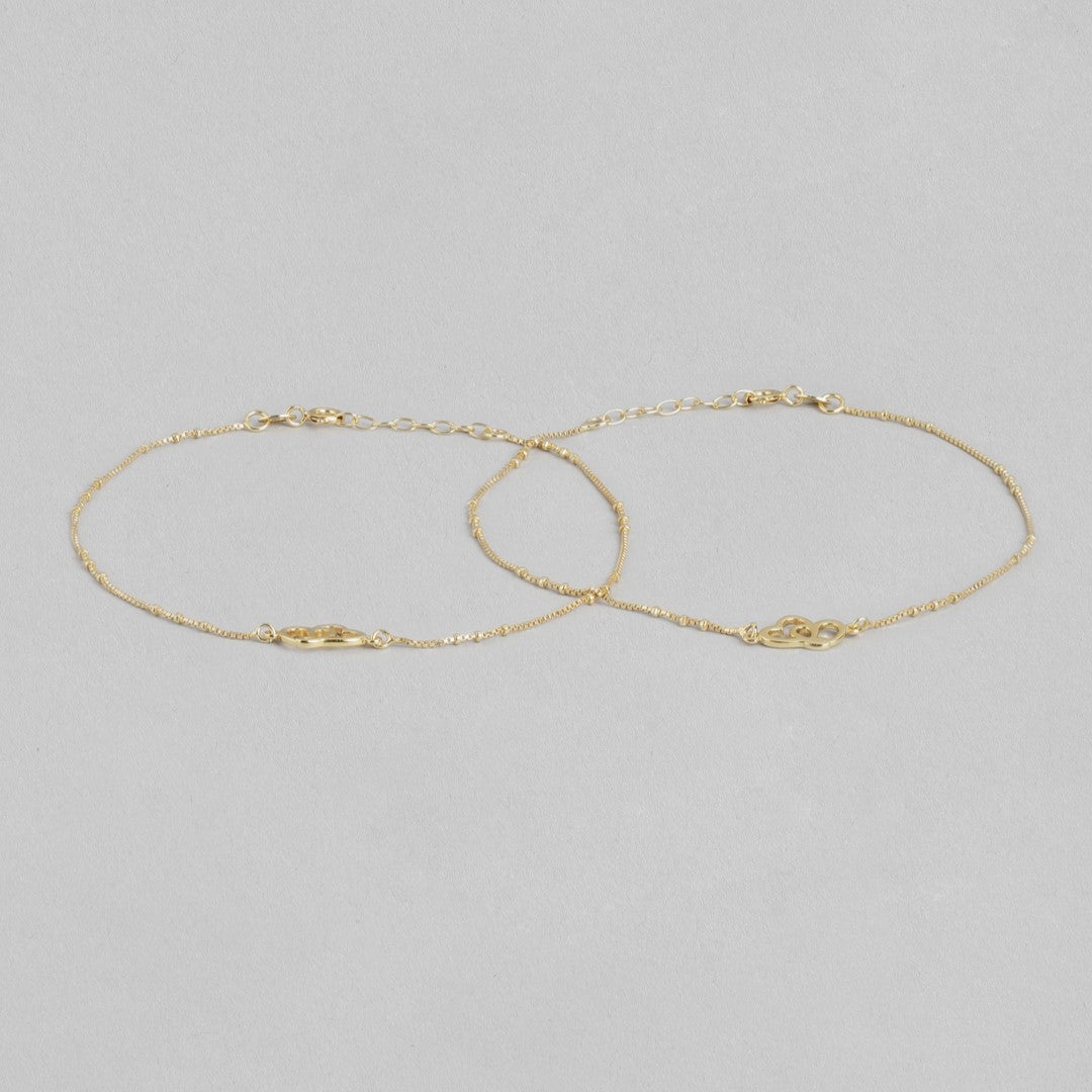 Hearts in Harmony Gold-Plated 925 Sterling Silver Dual Hearts Anklet