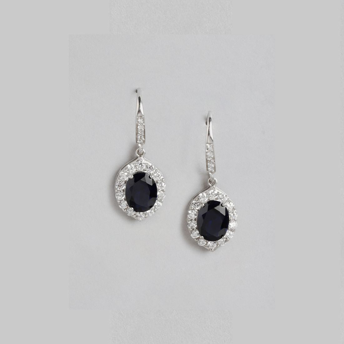 Sapphire Cascade Rhodium-Plated 925 Sterling Silver Drop Earrings