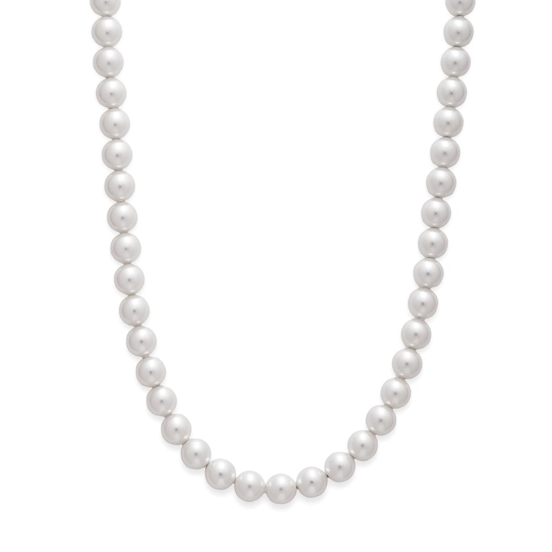 Eternal Luster Rhodium-Plated 925 Sterling Silver Pearl Necklace