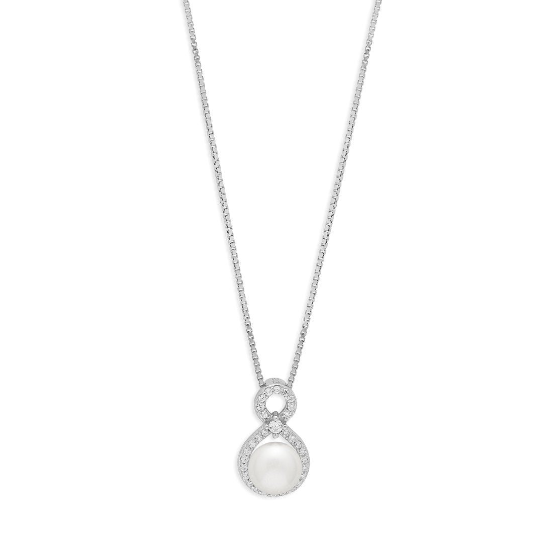 Celestial Cascade Rhodium-Plated 925 Sterling Silver Pendant with Chain