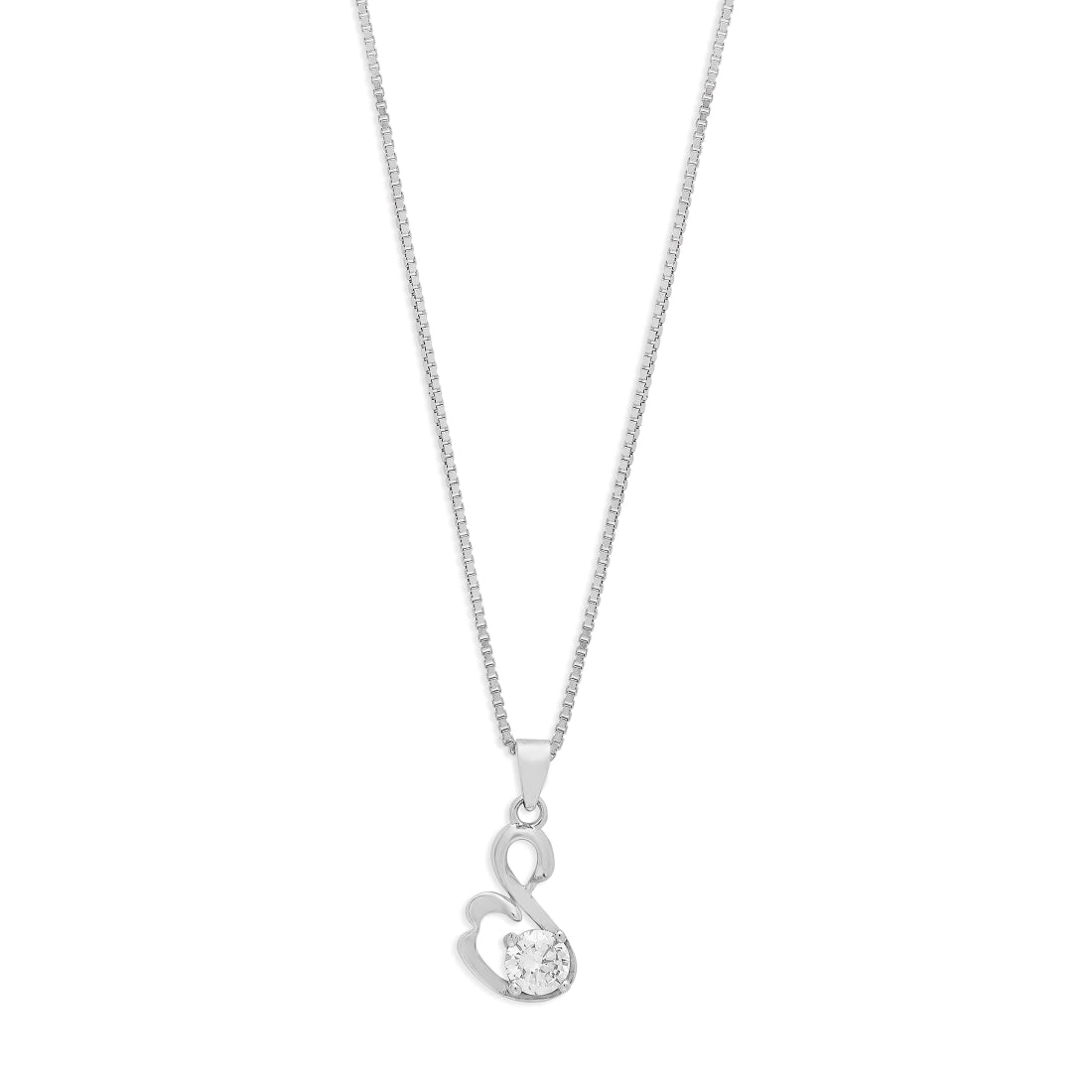 Enchanted Cubic Zirconia Rhodium Plated 925 Sterling Silver Pendant with Chain