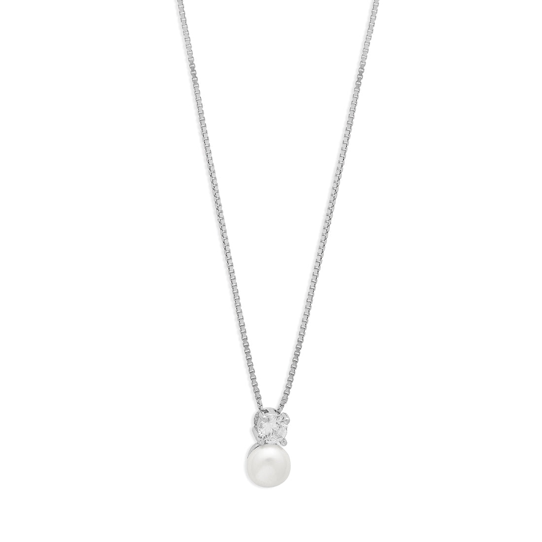 Eternal Elegance Rhodium-Plated 925 Sterling Silver Pendant with Chain