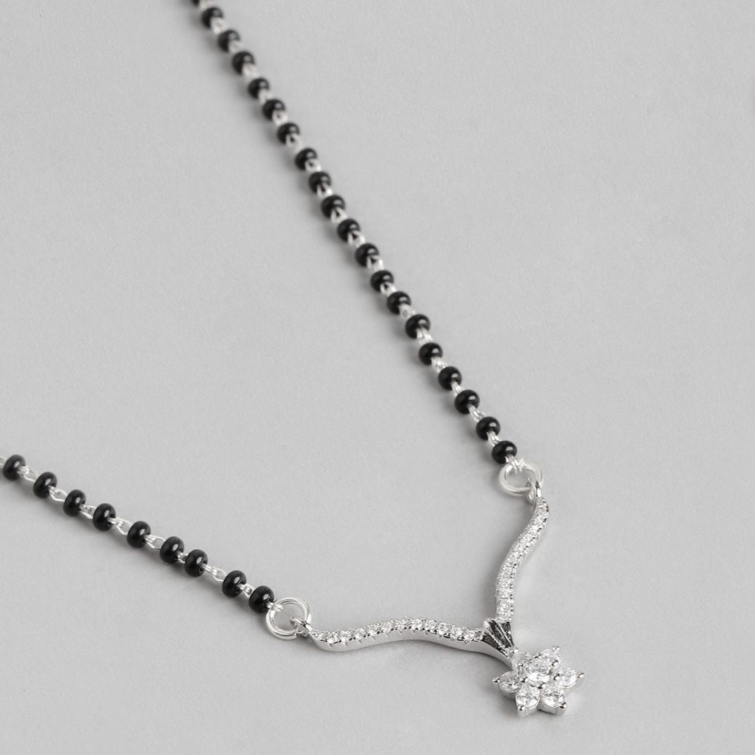 Floral 925 Silver Mangalsutra