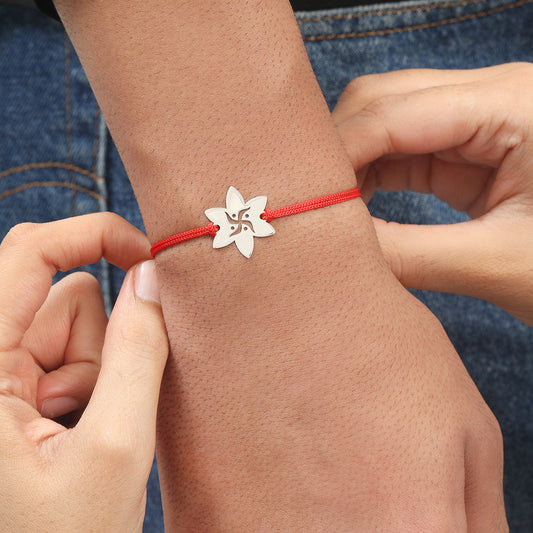 Rakhi Special 925 Sterling Silver Swastik and Star Rakhi