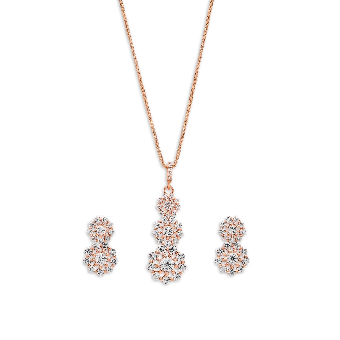 Blooming Beauty 925 Sterling Silver Rose gold Plated Jewelry Set
