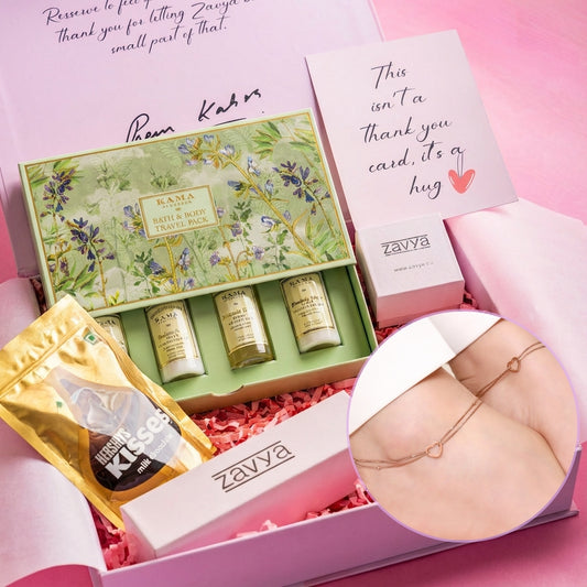 KAMA x Zavya Dainty Silver Heart 925 Silver Anklets