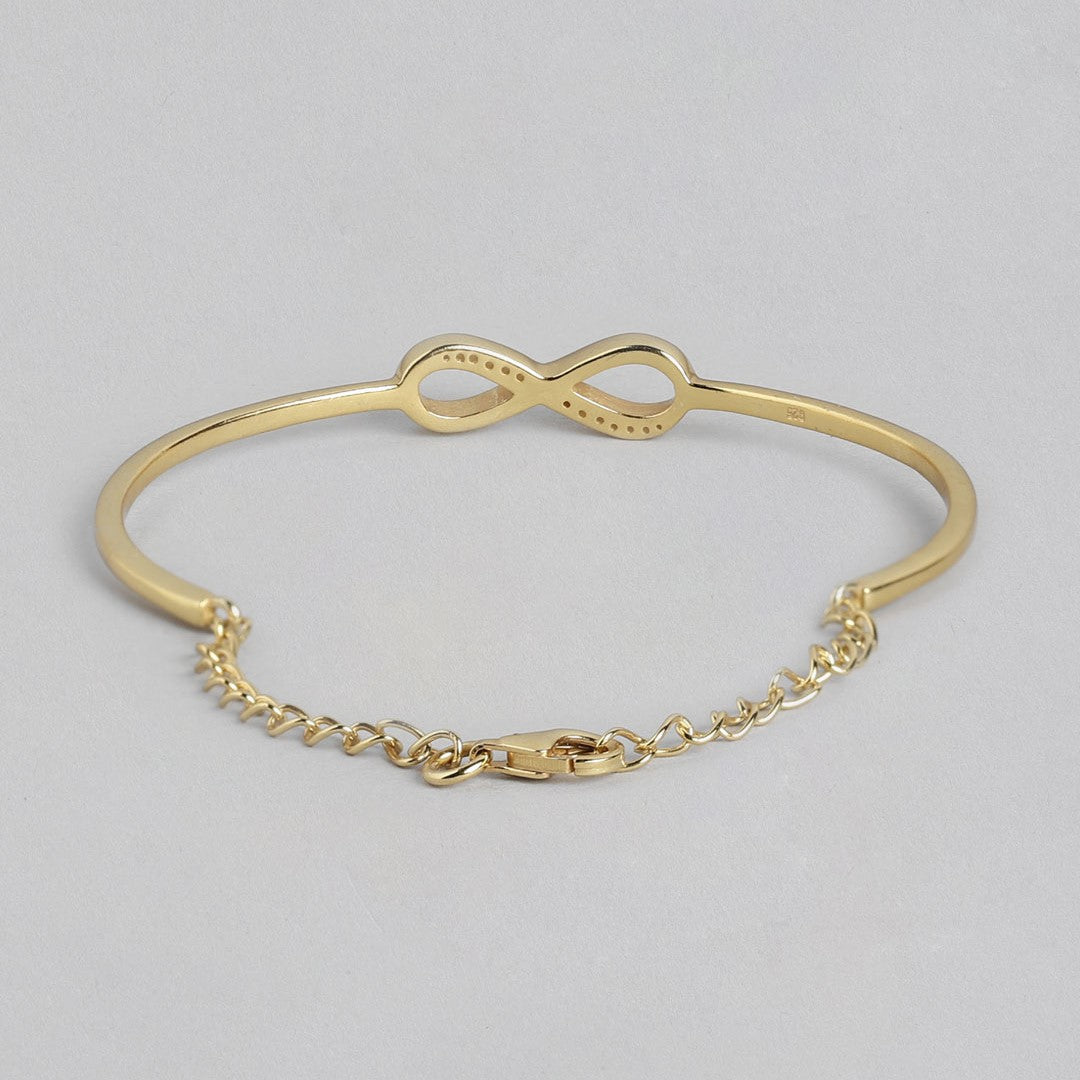 Infinity Love Luster CZ 925 Sterling Silver Gold Plated Bracelet