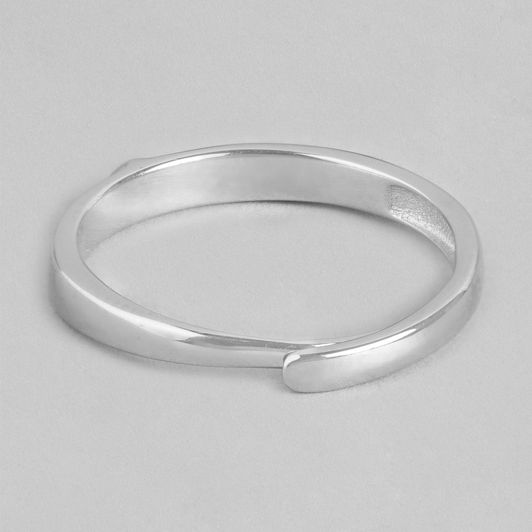 Classic Elegance Rhodium-Plated 925 Sterling Silver Men's Ring