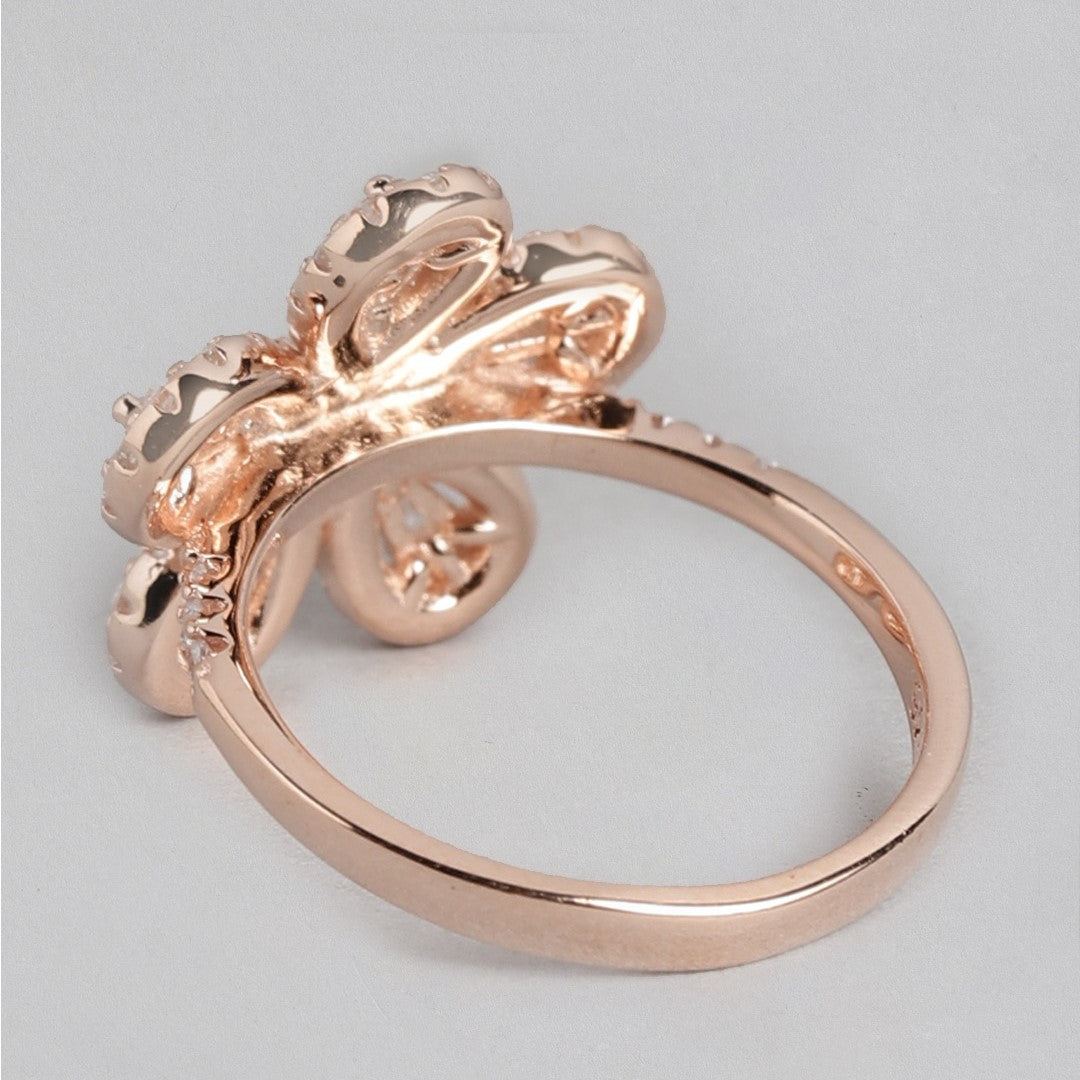 Blossom Brilliance Rose gold Plated 925 Sterling Silver Flower Ring for Her