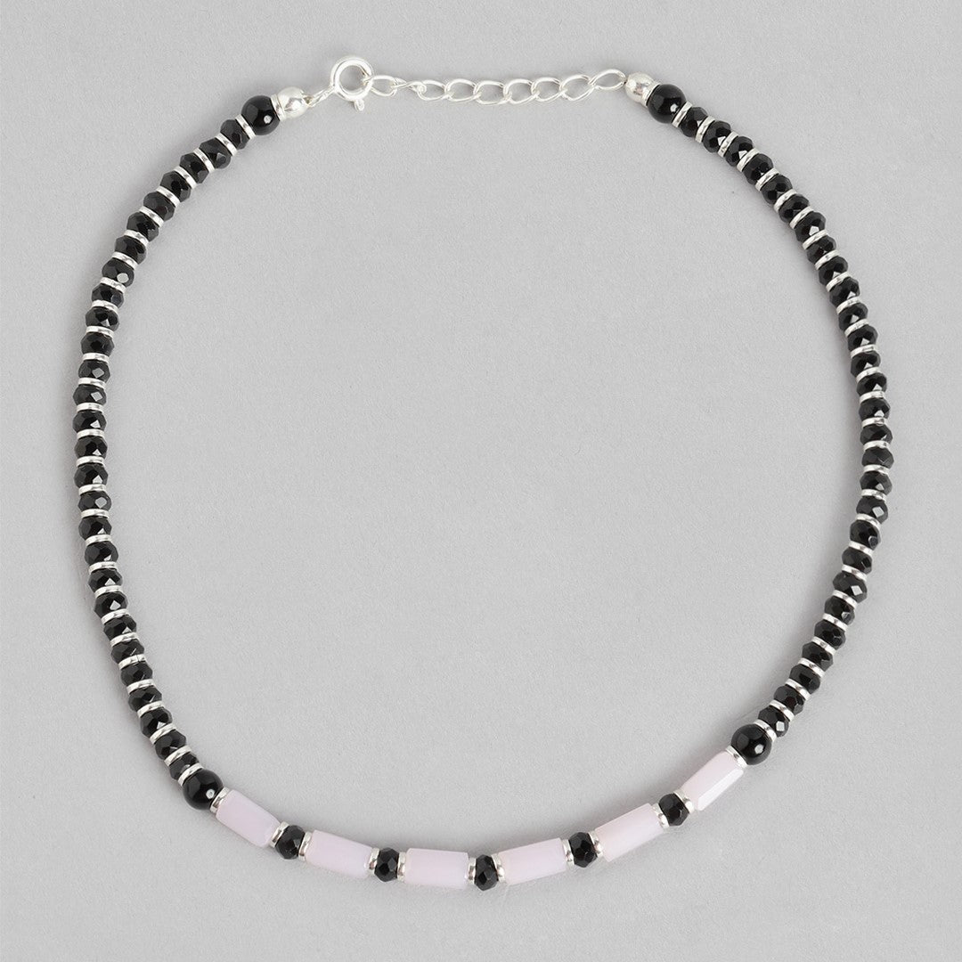 Midnight Glamour Rhodium Plated 925 Sterling Silver Anklet