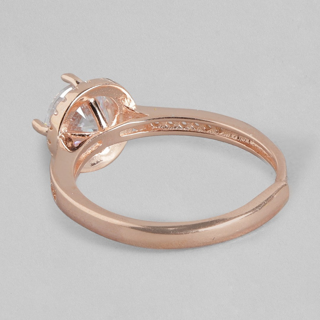 Romantic Love Rose Gold Plated 925 Sterling Silver Ring (Adjustable)