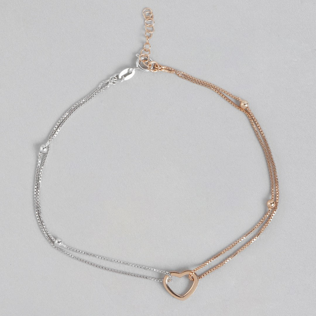 Dainty Hearts Dual-Tone 925 Sterling Silver Anklet