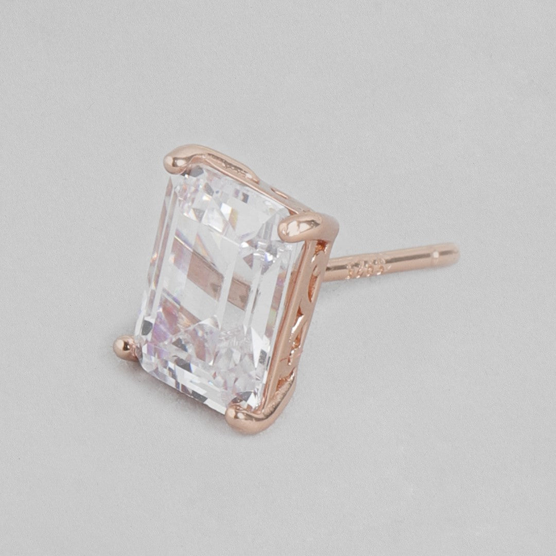 Rose Gold Radiance 925 Sterling Silver CZ Earrings