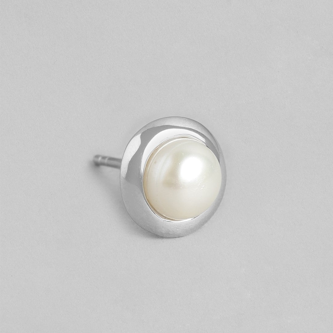 Lustrous Pearls Rhodium-Plated 925 Sterling Silver Earrings