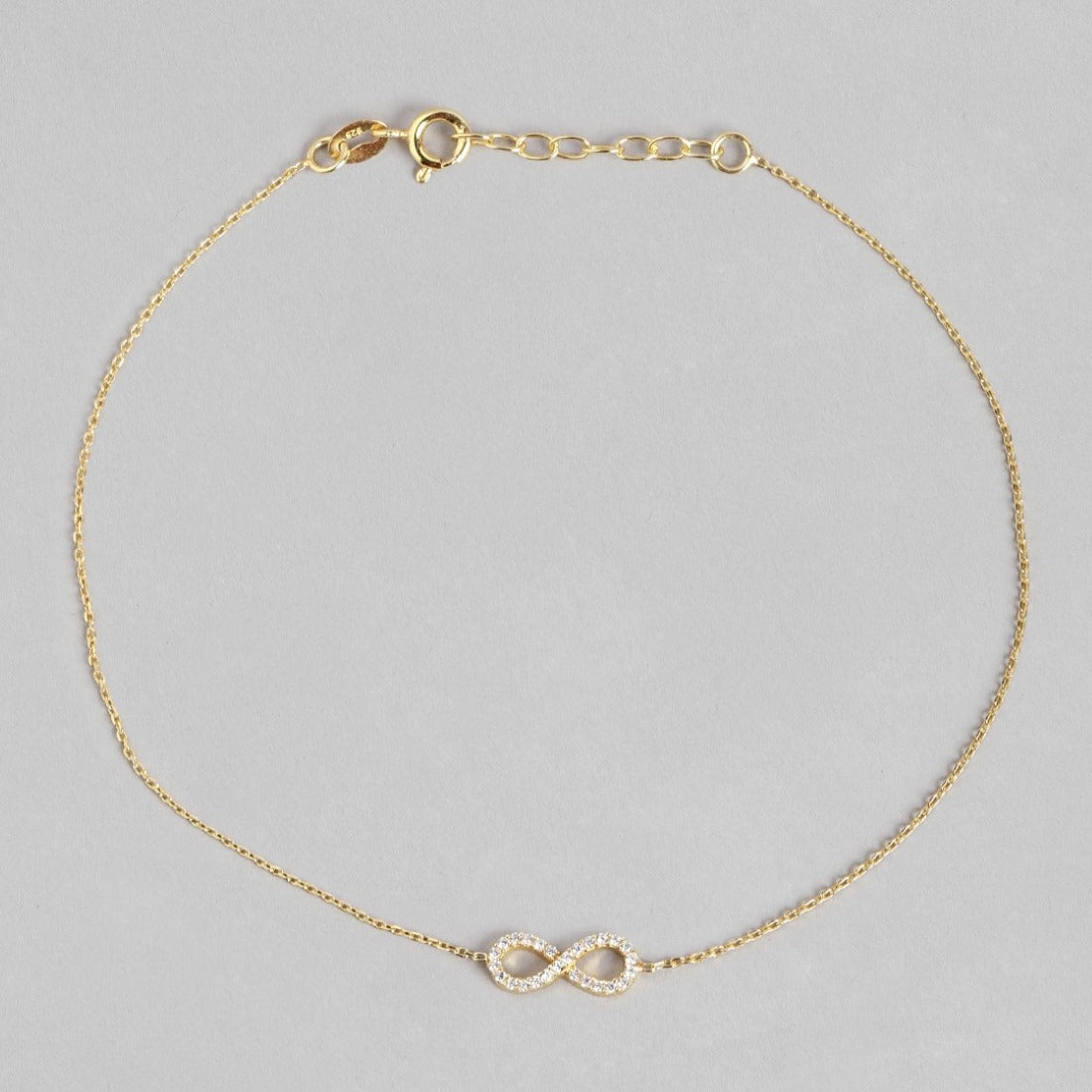 Infinite Glamour Gold-Plated 925 Sterling Silver Anklet with Cubic Zirconia