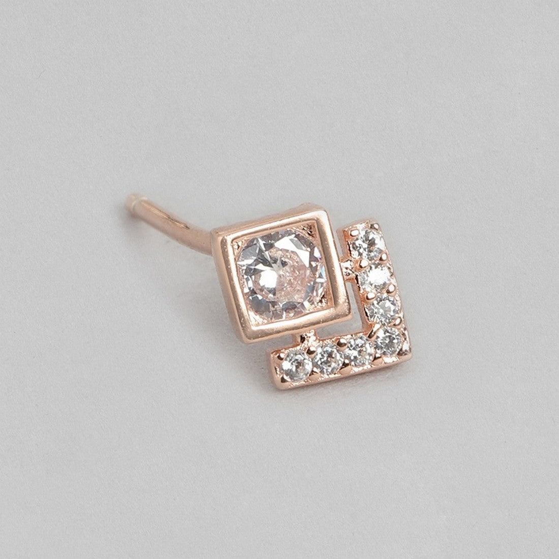 Classy CZ Studded Rose Gold Plated 925 Sterling Silver Stud Earrings