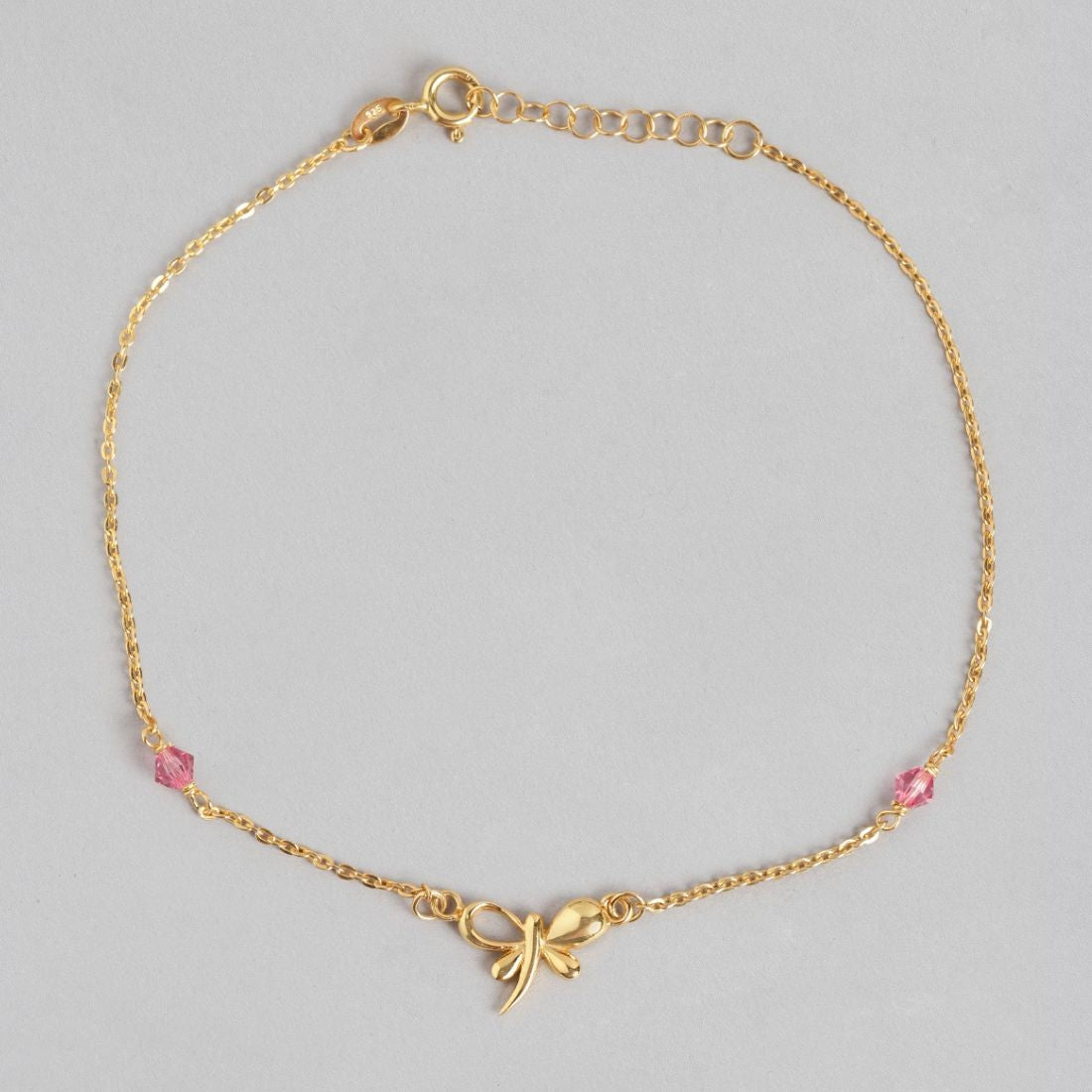 Butterfly Gold Plated CZ 925 Sterling Silver Chained Anklet