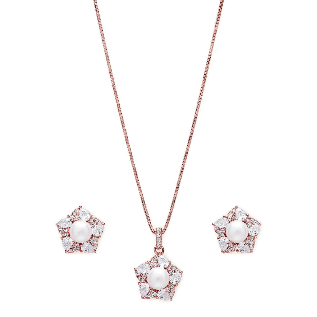 Blooming Elegance Rose Gold-Plated 925 Sterling Silver Jewelry Set