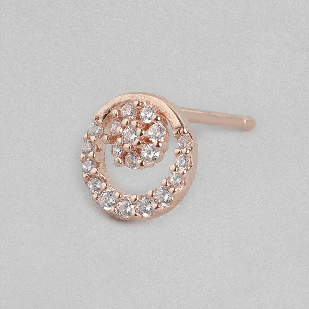 Circle of Petals Rose Gold CZ 925 Sterling Silver Earrings