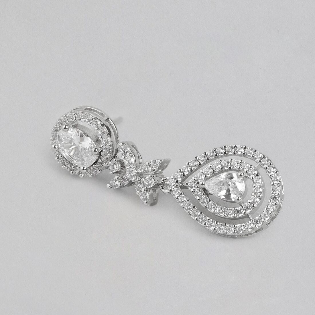 Radiant Frost Rhodium Plated 925 Sterling Silver Drop Earrings