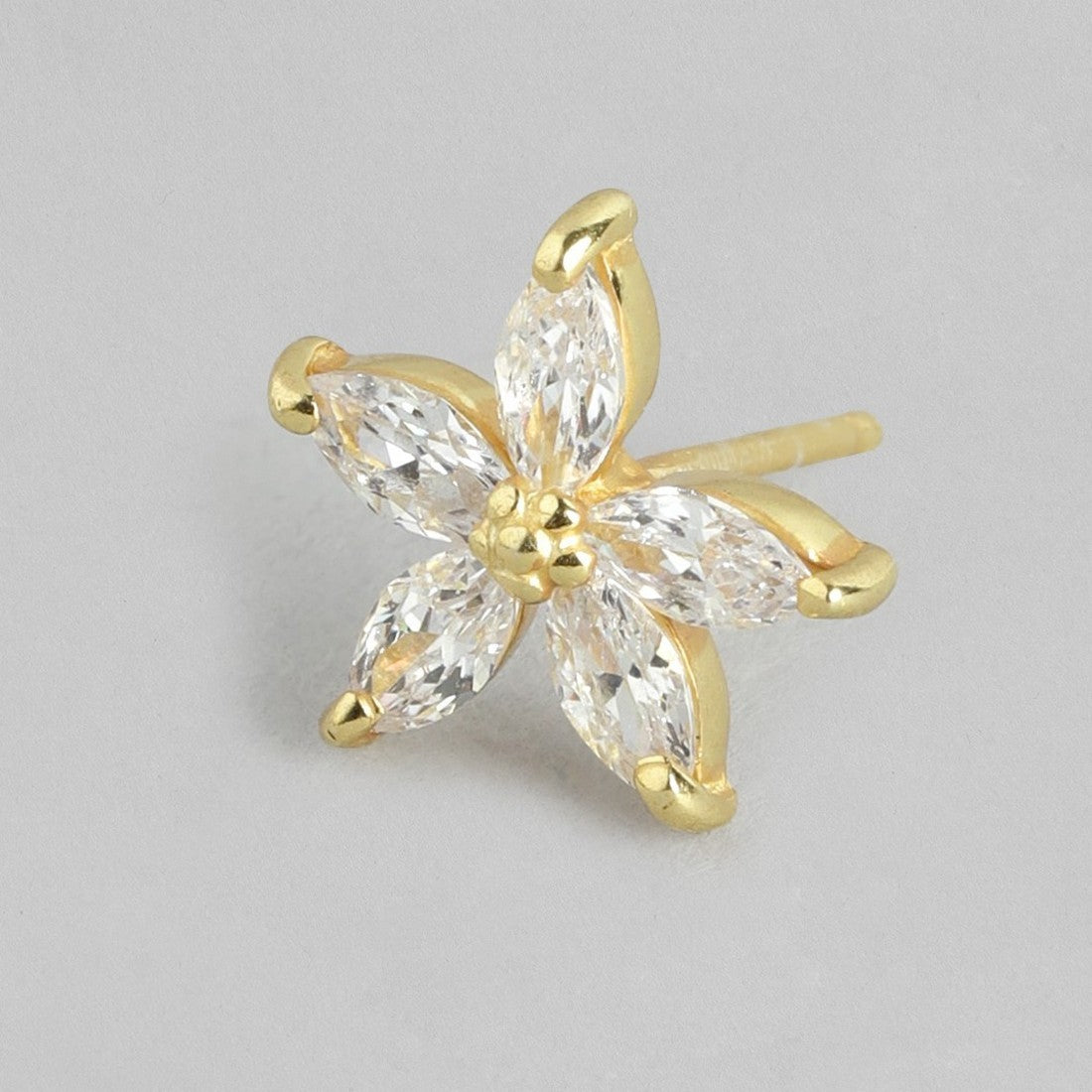 CZ Golden Plated Star 925 Sterling Silver Studs