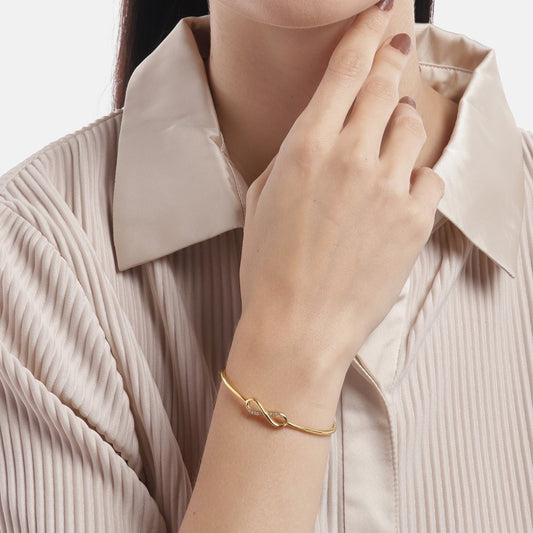 Infinity Love Luster CZ 925 Sterling Silver Gold Plated Bracelet