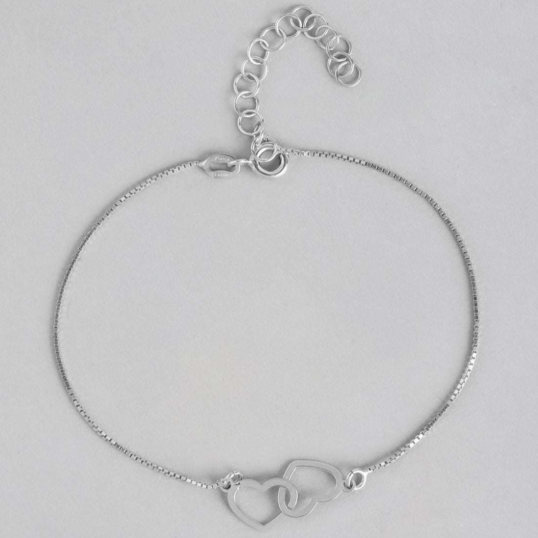 Heart in Heart Radiance Rhodium-Plated 925 Sterling Silver Bracelet with Box Chain