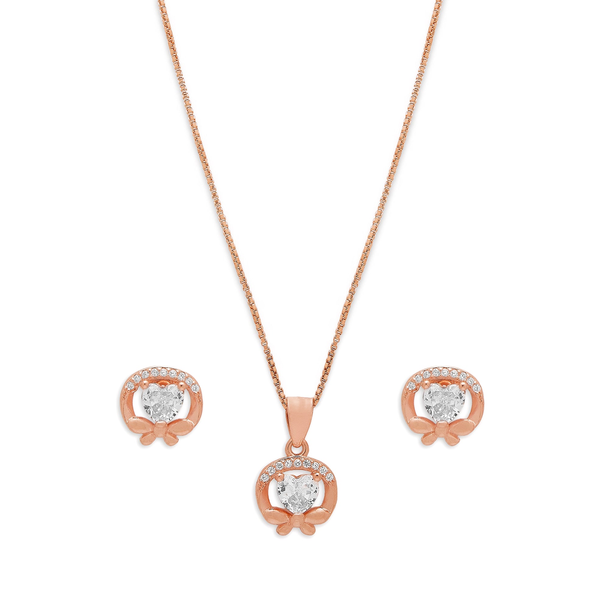 Rose Petal Radiance Rose Gold-Plated 925 Sterling Silver Jewelry Set