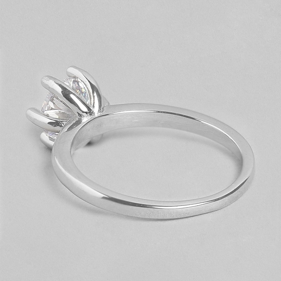 Enchanting Unity Rhodium-Plated 925 Sterling Silver Couple Ring (Adjustable)