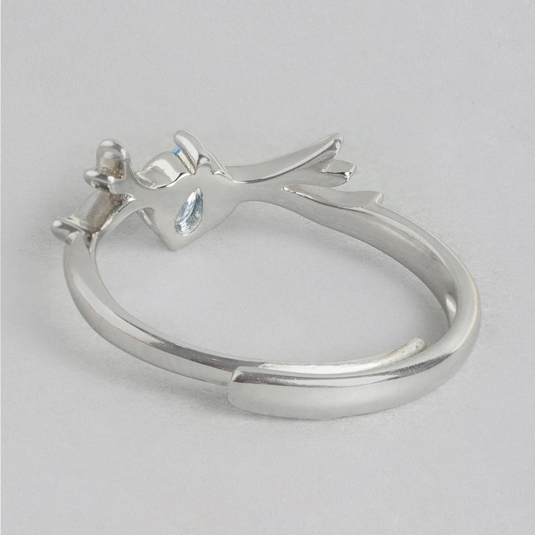 Enchanting Forest Deer Pattern Adjustable 925 Sterling Silver Female Ring