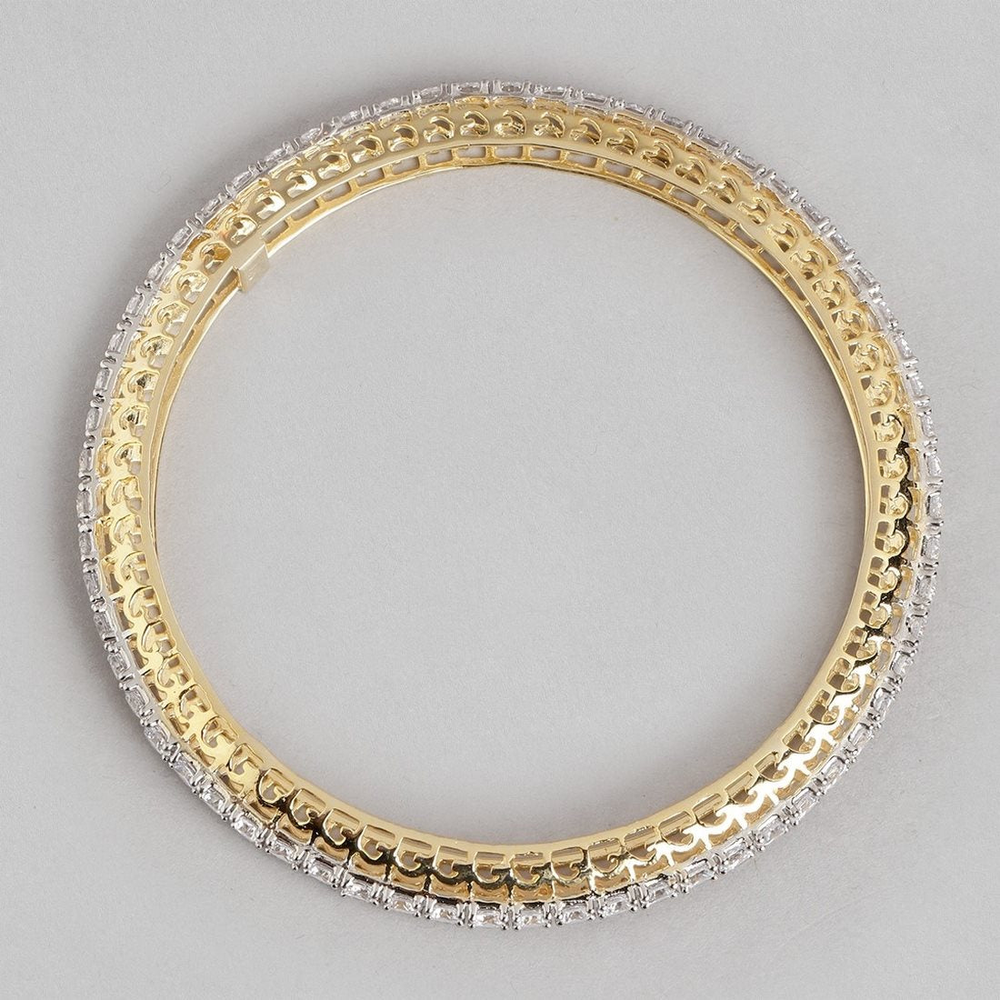 Radiant CZ Elegance: Gold-Plated 925 Sterling Silver Women's Bangle