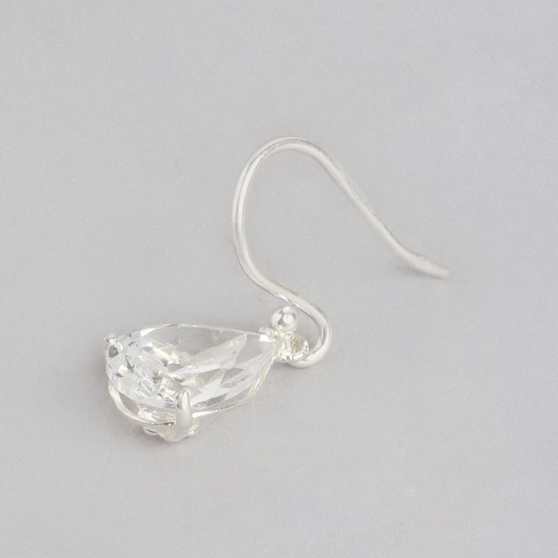 Tear Drop CZ Rhodium Plated Dangle 925 Sterling Silver Earring