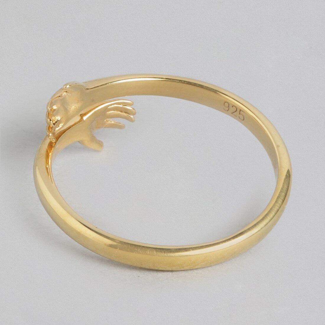 Golden Radiance 925 Sterling Silver Gold Plated Hug Ring (Adjustable)