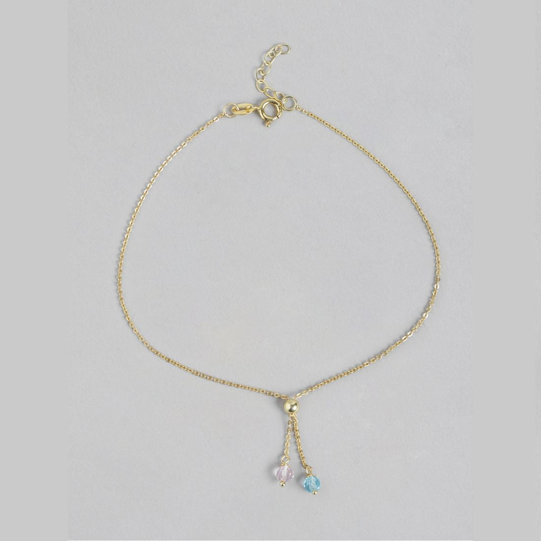 Dazzling Drops Gold-Plated 925 Sterling Silver Anklet with CZ Charms