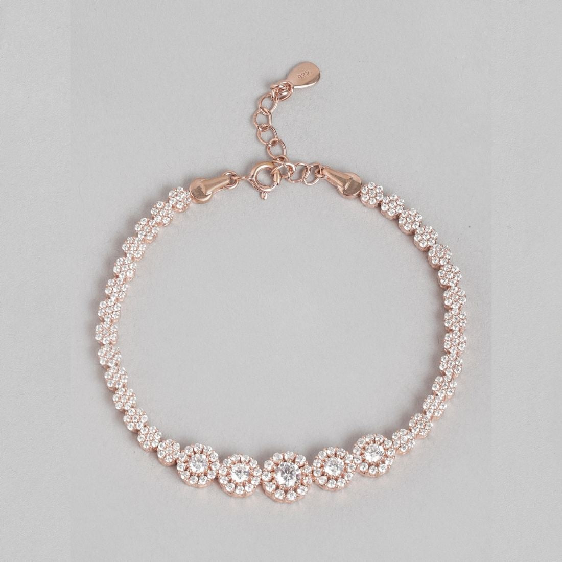 Blooming Grace Rose Gold Plated Bracelet with White Cubic Zirconia