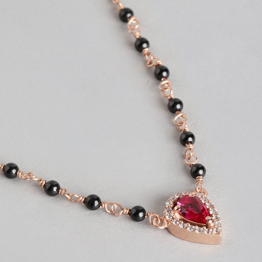 Blushing Vows Rose Gold-Plated 925 Sterling Silver CZ Mangalsutra