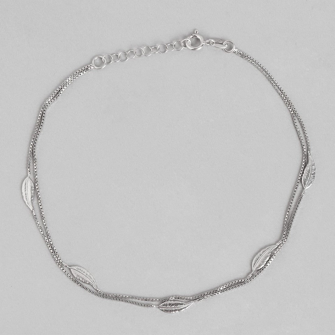 Leafy Multistring Chained 925 Sterling Silver Anklet