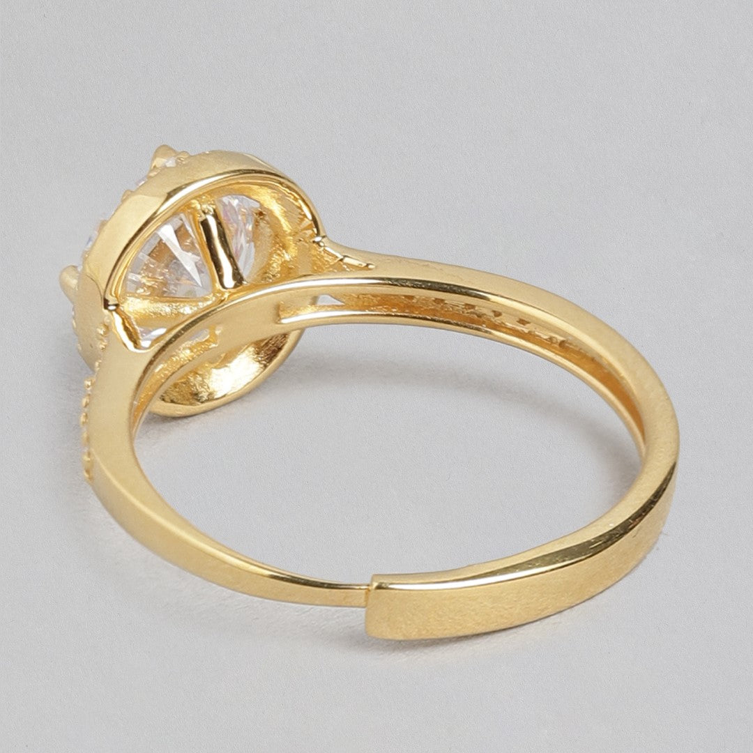 Gilded Love 925 Sterling Silver Gold-Plated Couple Ring (Adjustable)
