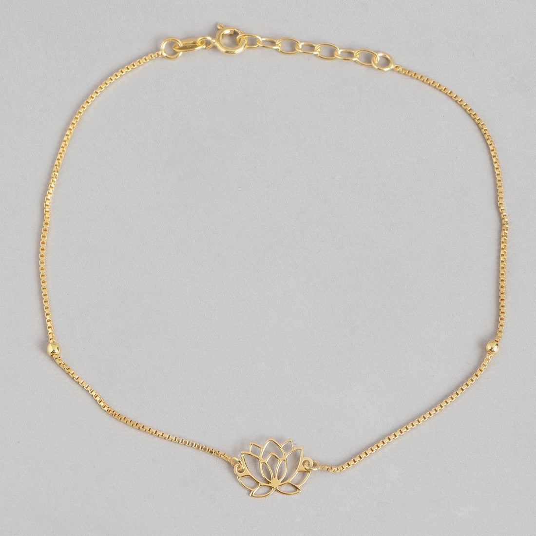 Lotus Gold Plated 925 Sterling Silver Chained Anklet
