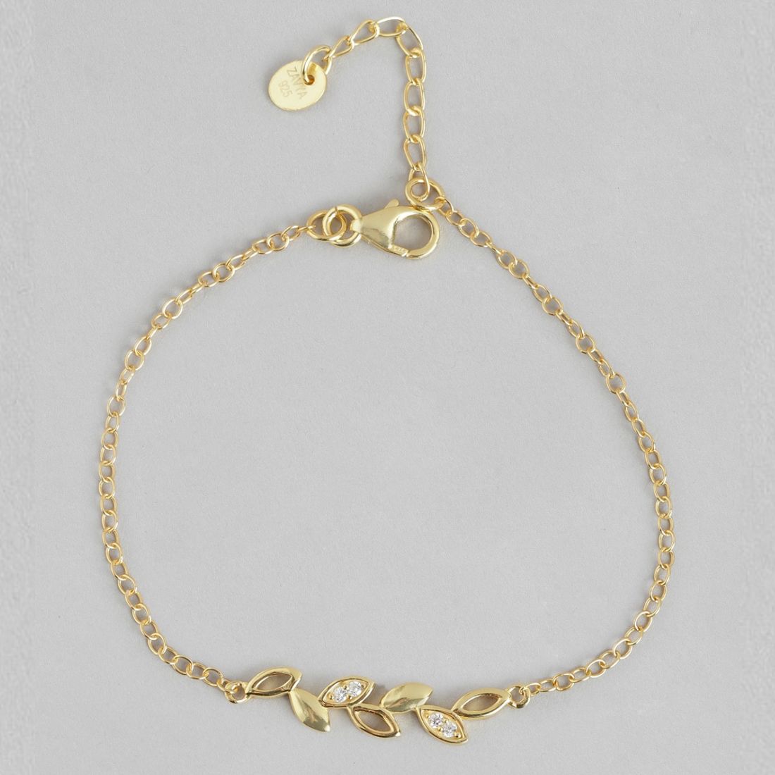 Golden Foliage 925 Sterling Silver Gold-Plated Leaf Bracelet