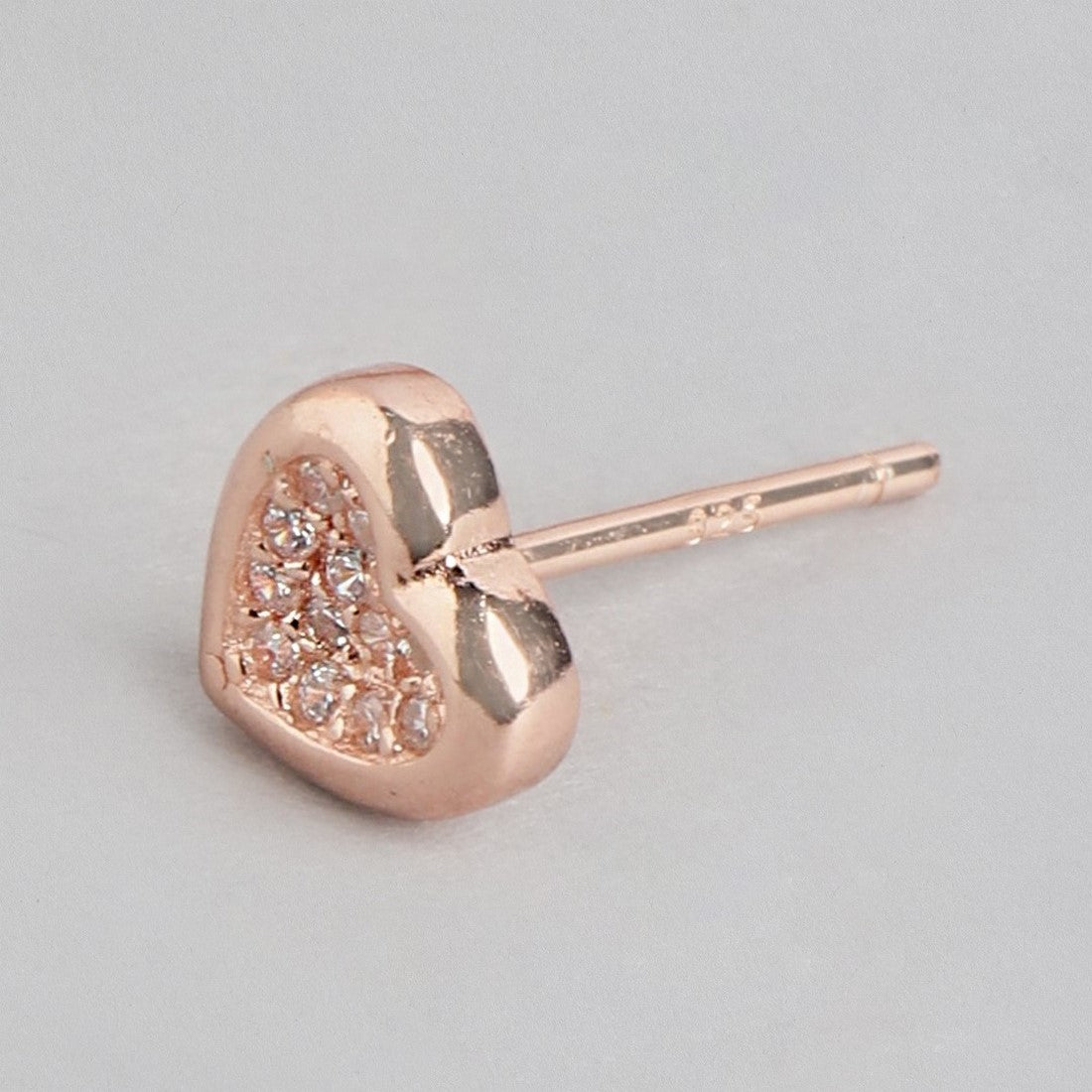 Heartfelt Elegance Rose Gold-Plated Cubic Zirconia 925 Sterling Silver Earrings